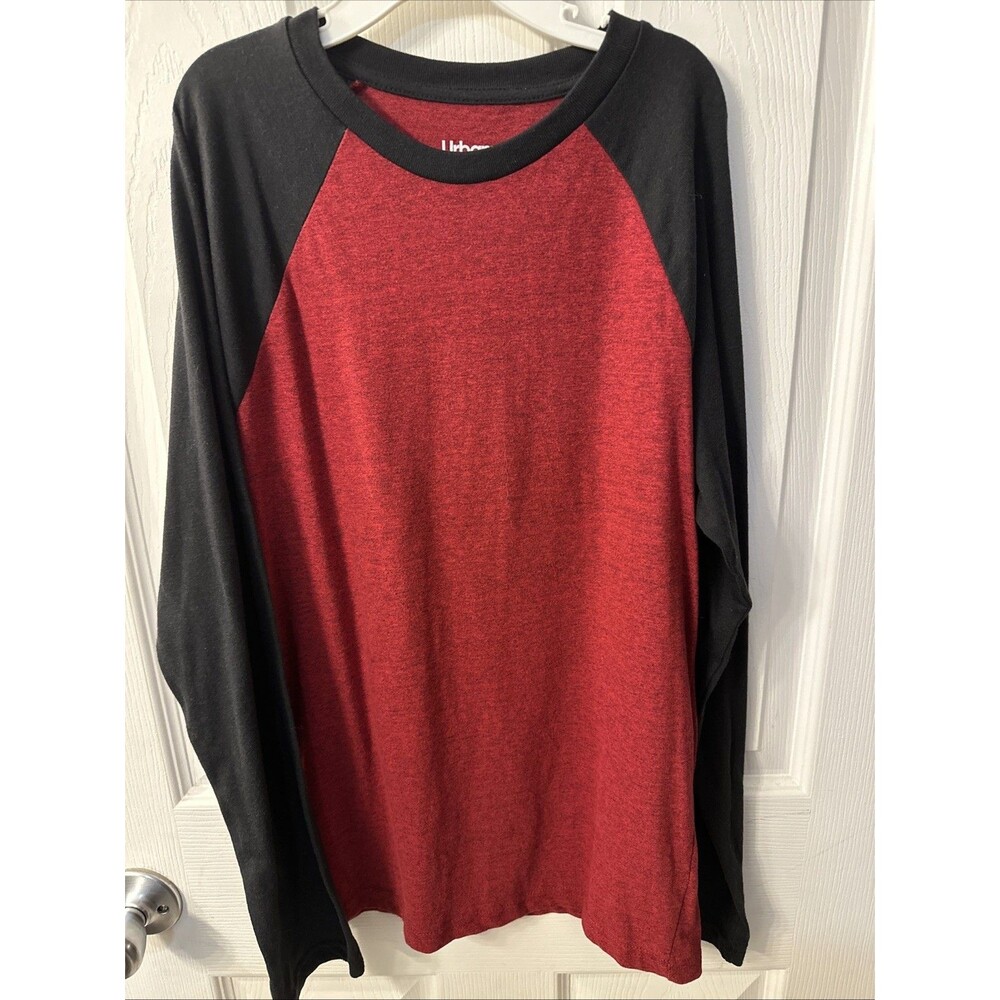Urban Pipeline Boys Long Sleeve Raglan Tee Shirt Red Black Crewneck L